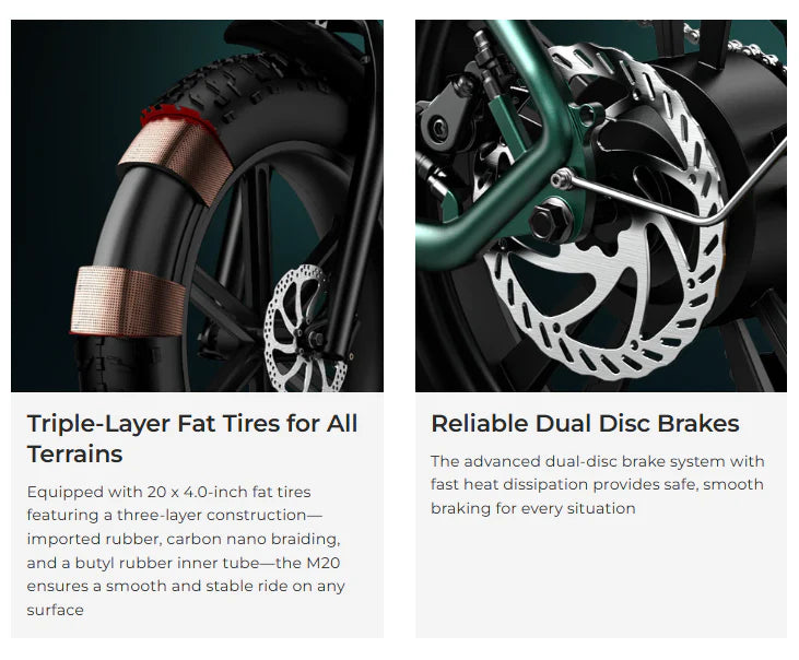 ENGWE M20 Fat Tire E-Bike – 75km Long Range Off-Road Cruiser