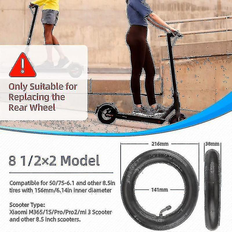 8.5inch Inner Tube Rear Wheel Bent Valve Stem 50/75-6.1 Rear Tire 8 1/2 X2 For V2 M365