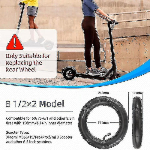 8.5inch Inner Tube Rear Wheel Bent Valve Stem 50/75-6.1 Rear Tire 8 1/2 X2 For V2 M365